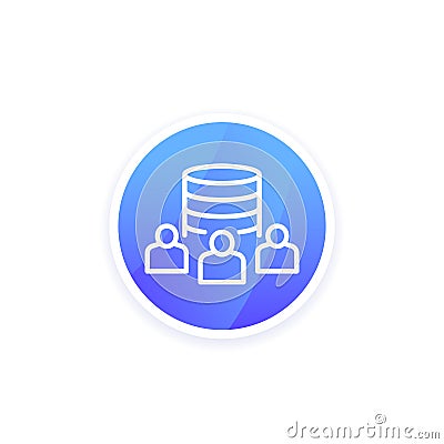 User base line icon with a database, vector Vector Illustration