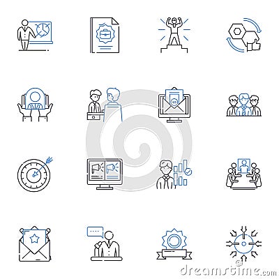 User-centered design line icons collection. Empathy, Iteration, Personas, User research, Accessibility, Prototype Vector Illustration