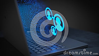 User data technology connecting people online 3D Illustration Stock Photo