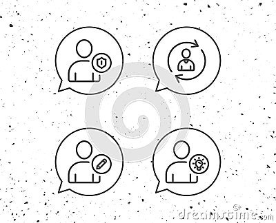 User, Edit profile and Idea line icons. Vector Illustration