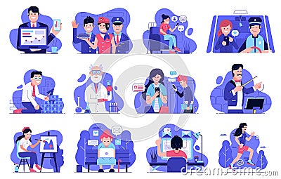 User Experience Illustrations with IT People Vector Illustration