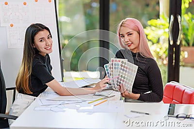 User experience user interface concept, ux ui Graphic designer creative sketch breif user experience interface color planning Stock Photo