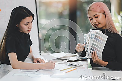 User experience user interface concept, ux ui Graphic designer creative sketch breif user experience interface color planning Stock Photo