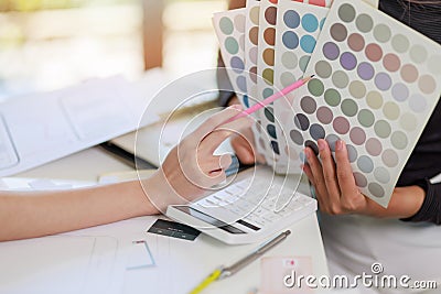 User experience user interface concept, ux ui Graphic designer creative sketch breif user experience interface color planning Stock Photo