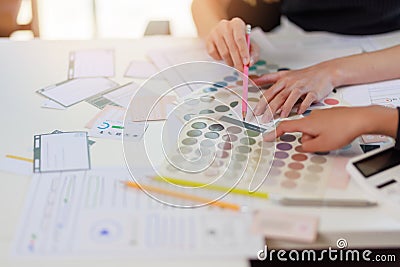 User experience user interface concept, ux ui Graphic designer creative sketch breif user experience interface color planning Stock Photo