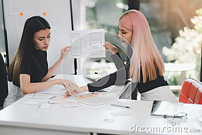 User experience user interface concept, ux ui Graphic designer creative sketch breif user experience interface color planning Stock Photo