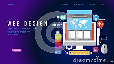 User experience. Web development, optimization.Interface in e-commerce. Website layout elements. Site wireframe Vector Illustration