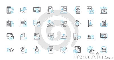 User exploration linear icons set. Research, Insight, Observation, Empathy, Feedback, Interview, Investigation line Vector Illustration