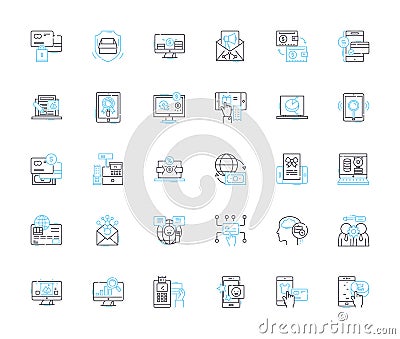 User exploration linear icons set. Research, Insight, Observation, Empathy, Feedback, Interview, Investigation line Vector Illustration