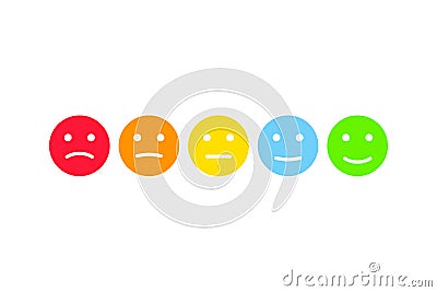 User feedback emoticons infographics set. Customer survey testimonials smiley illustration. Cartoon Illustration