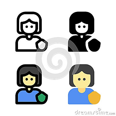 User Female Protect Protection Icon, Logo, and illustration Cartoon Illustration