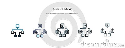 User flow icon in different style vector illustration. two colored and black user flow vector icons designed in filled, outline, Vector Illustration