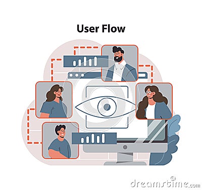 User Flow visualization concept. Flat vector illustration Vector Illustration