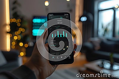 User friendly interface of an app displaying home energy use patterns Stock Photo