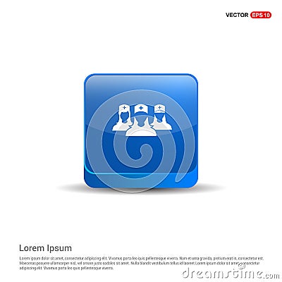 User group icon. - 3d Blue Button Vector Illustration