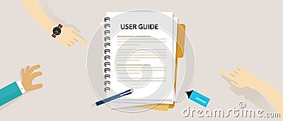 User guide document on table book manual Vector Illustration