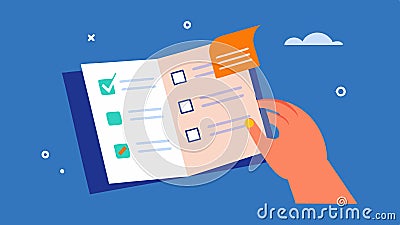 User Guide A hand flipping through a userfriendly instruction manual that simplifies the testing process with visuals Vector Illustration