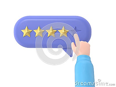 User hand pointing on survey form and choosing yellow star. Five star positive customer review. Online feedback Stock Photo