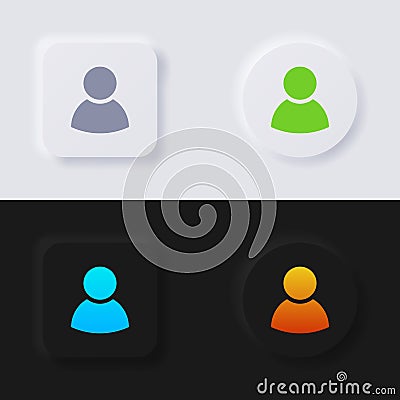 User icon set, Multicolor neumorphism button soft UI Design. Vector Illustration