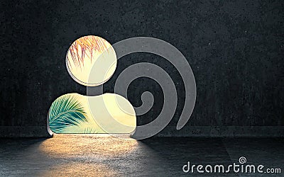 User icon showing inside of interior with sunray shiny realistic background Editorial Stock Photo