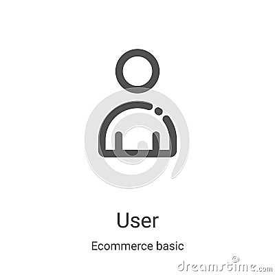 user icon vector from ecommerce basic collection. Thin line user outline icon vector illustration. Linear symbol for use on web Vector Illustration