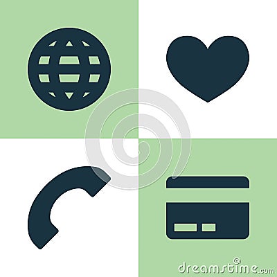 User Icons Set. Collection Of Earth, Card, Phone And Other Elements. Also Includes Symbols Such As Credit, Soul, Card. Vector Illustration