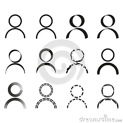 User icons set. Minimal abstract figures. Circular person symbols. Modern vector style. Vector Illustration