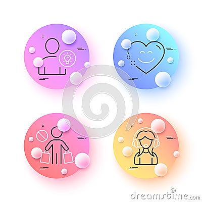 User idea, Support and Smile chat minimal line icons. For web application, printing. Vector Vector Illustration