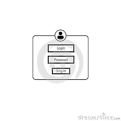 User interface elements for login and sign in featuring input fields and icons Vector Illustration