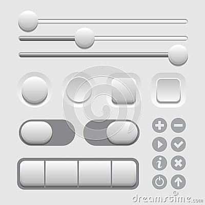 User Interface Elements Set on Light Background. Vector Vector Illustration