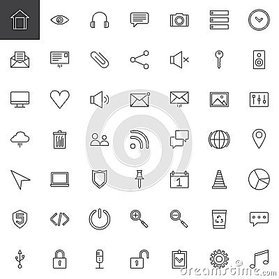 User interface essentials line icons set Vector Illustration
