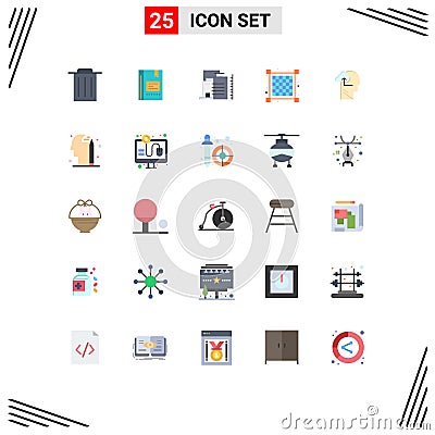 25 User Interface Flat Color Pack of modern Signs and Symbols of experience, layout, notebook, grid, factory Vector Illustration