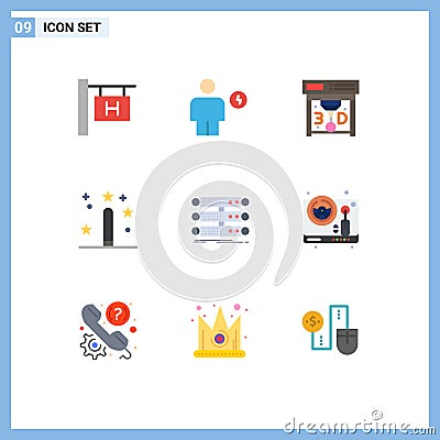 9 User Interface Flat Color Pack of modern Signs and Symbols of structure, programing, printing, magic, design Vector Illustration
