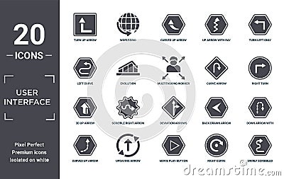 user.interface icon set. include creative elements as turn up arrow, turn left only, curve arrow, deviation arrows, updating arrow Vector Illustration