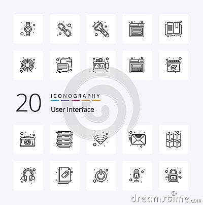 20 User Interface Line icon Pack like support headset wireless map gps Vector Illustration