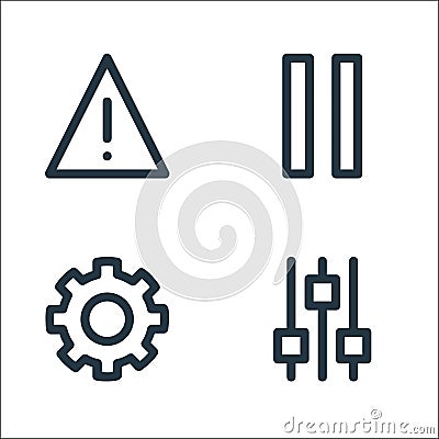 User interface line icons. linear set. quality vector line set such as setting, cog, pause button Vector Illustration