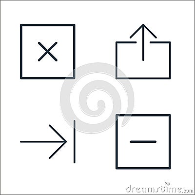 user interface line icons. linear set. quality vector line set such as uced, step forward, upload file Vector Illustration