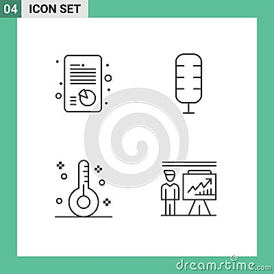 4 User Interface Line Pack of modern Signs and Symbols of growth, form, strategic, sport, medicine Vector Illustration