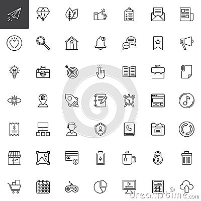 User Interface outline icons set. Vector Illustration