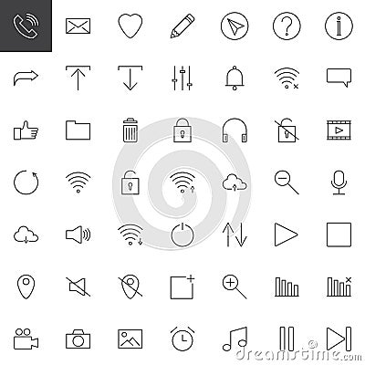 User Interface outline icons set Vector Illustration