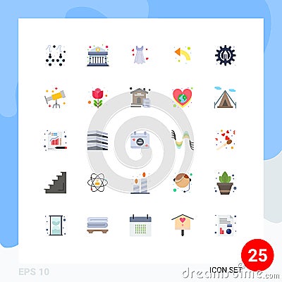 Group of 25 Flat Colors Signs and Symbols for creative, left, dress, curved, arrow Vector Illustration