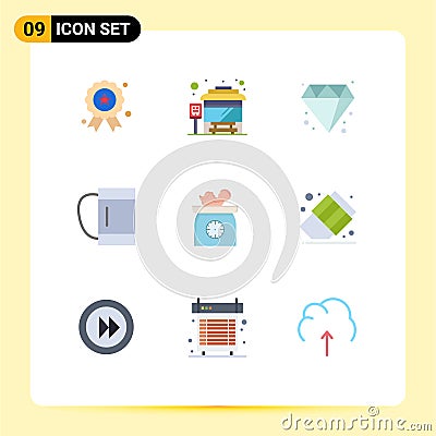 User Interface Pack of 9 Basic Flat Colors of kid, new born, jewelry, baby, sport Vector Illustration
