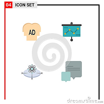 User Interface Pack of 4 Basic Flat Icons of elementary, concept, brian, graph, innovation Vector Illustration