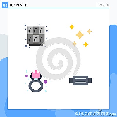 User Interface Pack of 4 Basic Flat Icons of learn, sky, open, night, eight Vector Illustration