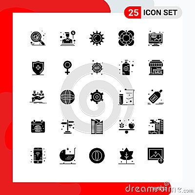 25 User Interface Solid Glyph Pack of modern Signs and Symbols of graph, ecommerce, day, support, lifeguard Vector Illustration