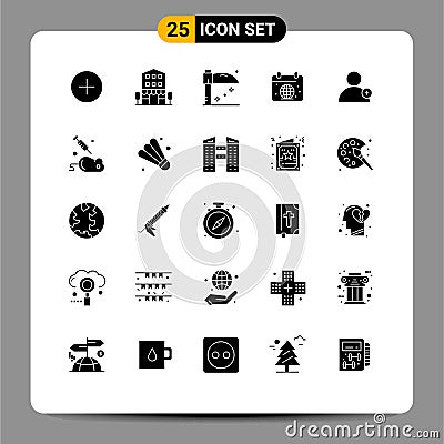 25 User Interface Solid Glyph Pack of modern Signs and Symbols of new, world, halloween, globe, day Vector Illustration