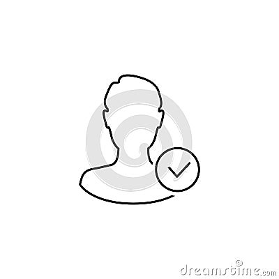 User line icon with check sign. Profile icon and approved, confirm, done, tick, completed symbol. Vector icon Vector Illustration