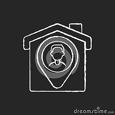 User location chalk white icon on black background Vector Illustration