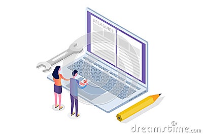 User manual, guide, instruction, guidebook, Handbook isometric concept. Vector Illustration