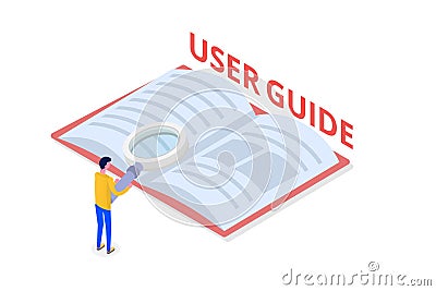 User manual, guide, instruction, guidebook, Handbook isometric concept. Vector Illustration